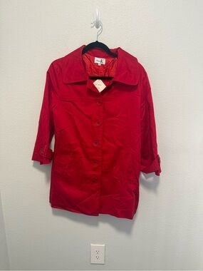 Shana K Red Button-Front Trench Coat Size Medium